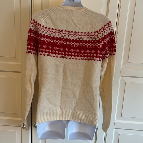 Brooks Brothers Merino Wool Christmas Sweater Cream and Red Size M . Holiday - Picture 4 of 10